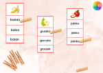 Klamerkowe zaznacz wyraz - owoce  (litery pisane)