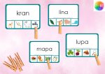 Klamerkowe pomoce - wyrazy 4 literowe - litery pisane