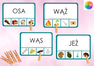 Klamerkowe pomoce - wyrazy 3 literowe - litery drukowane