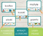 Klamerkowe pomoce - wyrazy 6 literowe - litery pisane