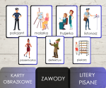 Karty obrazkowe - zawody (litery pisane)