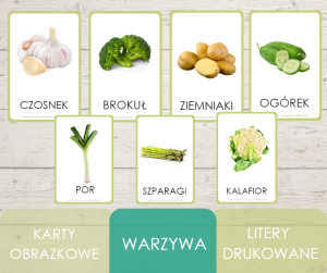Karty obrazkowe - warzywa (litery drukowane)
