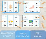Klamerkowe pomoce - wyrazy dwusylabowe - pisane
