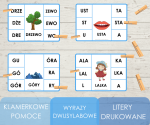 Klamerkowe pomoce - wyrazy dwusylabowe - drukowane