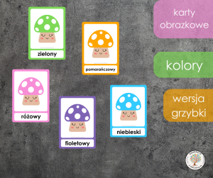 Karty obrazkowe - kolory - grzybki