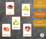 Karty obrazkowe - owoce realistyczne (litery drukowane)