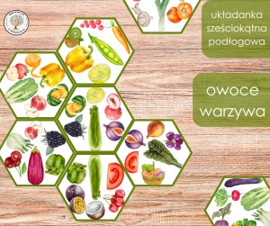 Układanka sześciokątna podłogowa - owoce i warzywa