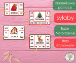 Klamerkowe pomoce - sylaby - Boże Narodzenie (litery drukowane)